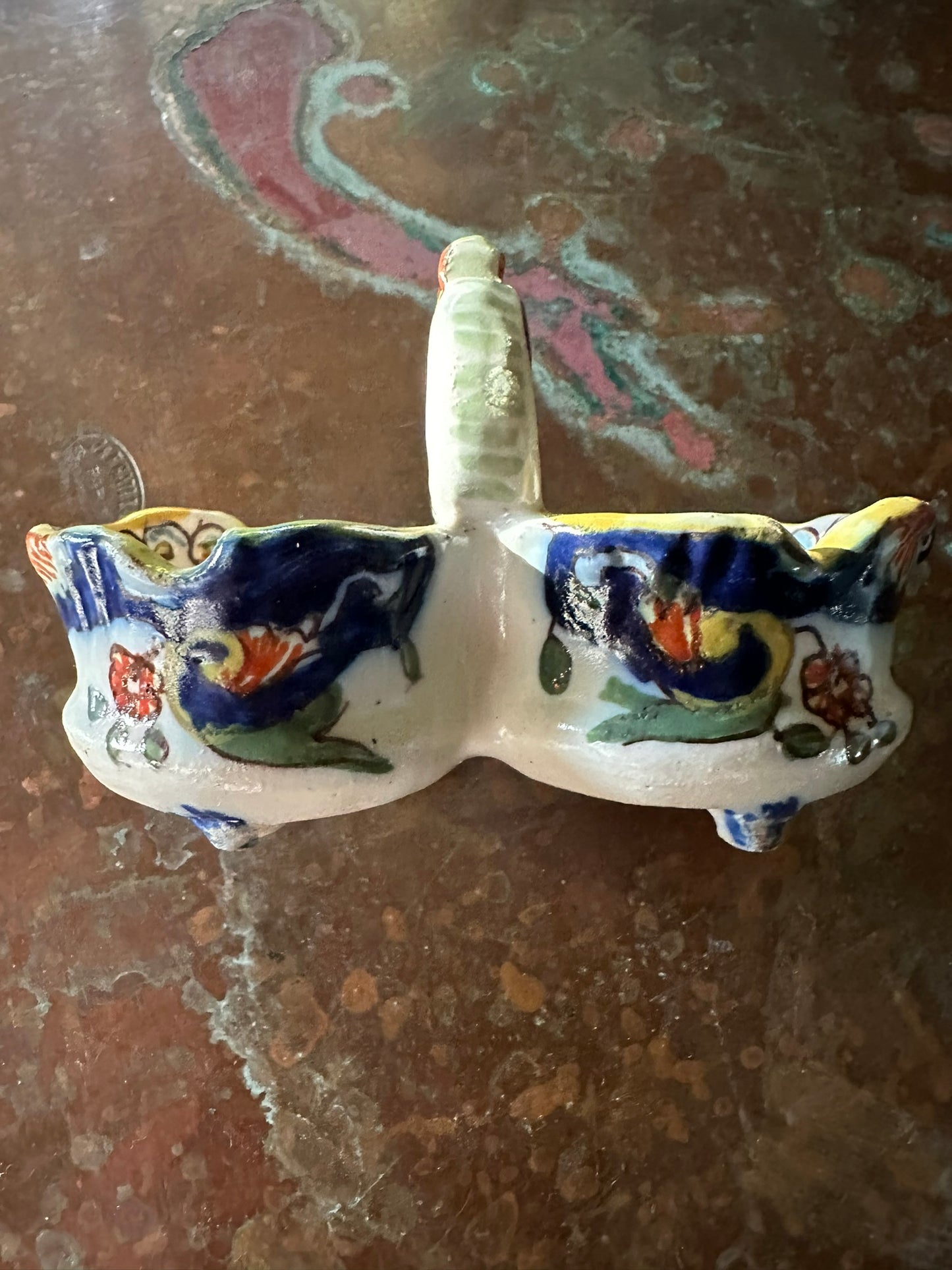 Over 100 Years Old | Hand Painted Faïence Ceramic Pinch Bowl