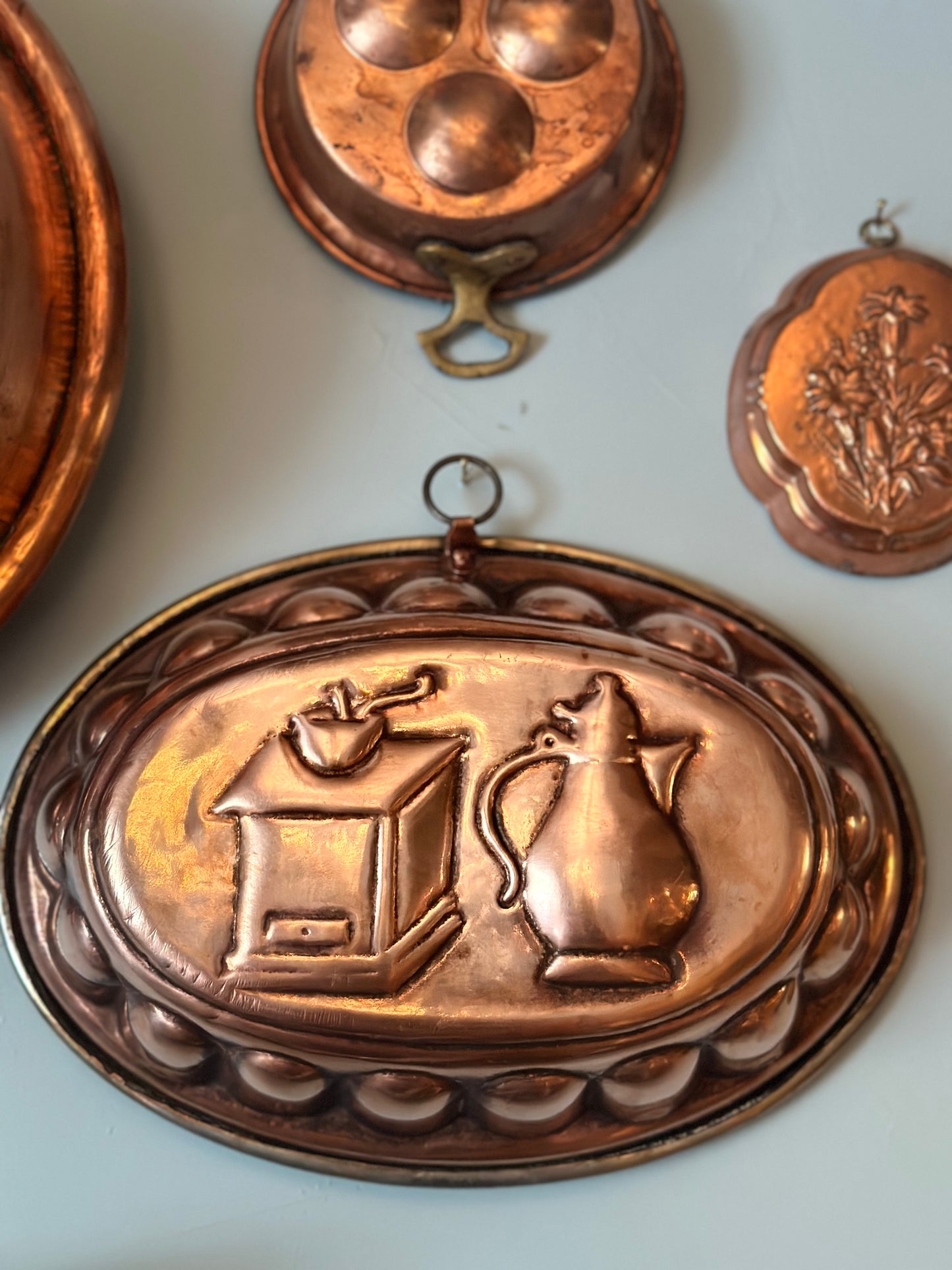 Vintage Copper Mould | Coffee Grinder and Carafe