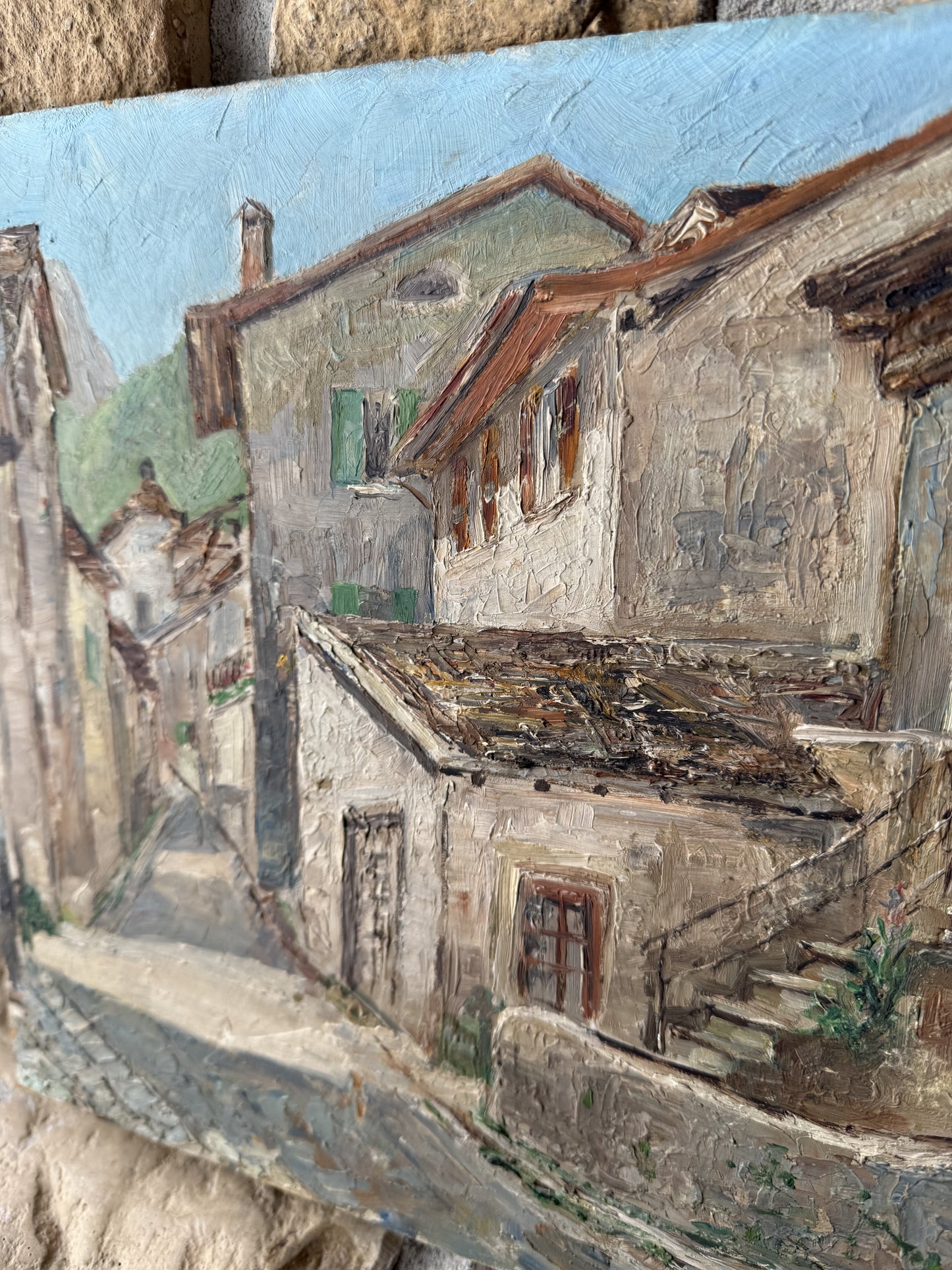 Vintage Oil on Board, Provençal Geraniums,