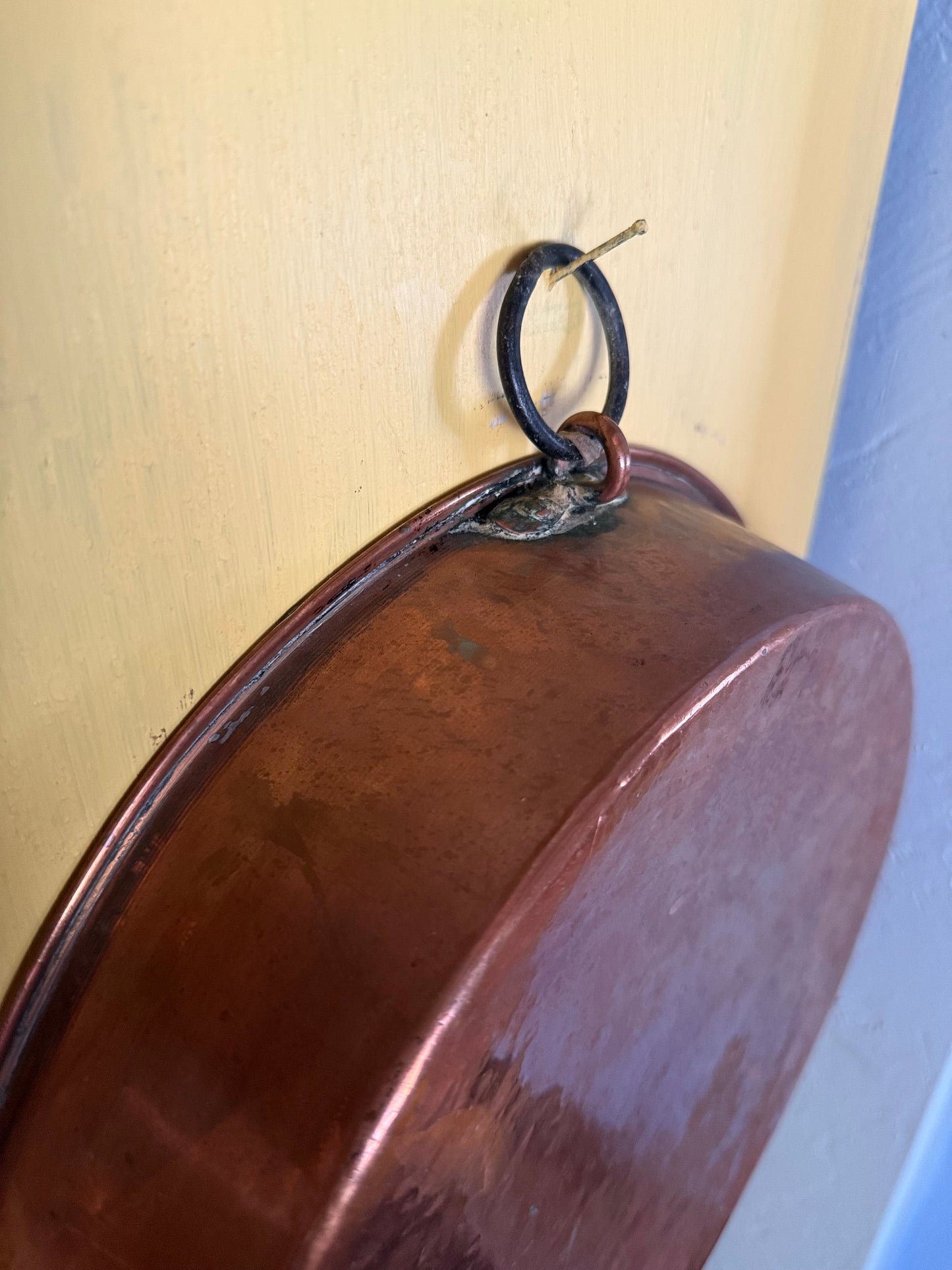 Large Vintage French Copper Pan – 13.5" with Smooth Finish