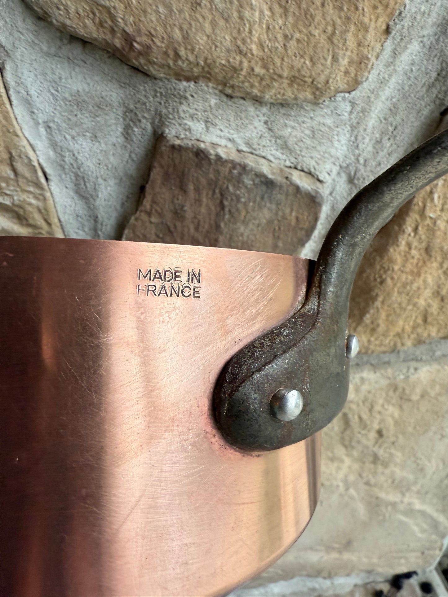 Heavy Vintage French Copper Saucepan Set (Set of 5)