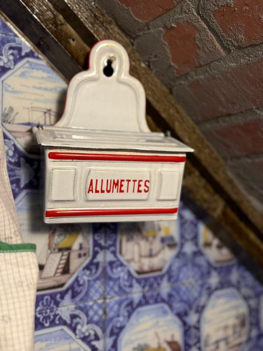 Vintage French Enamel Match Strike Box – “Allumettes”