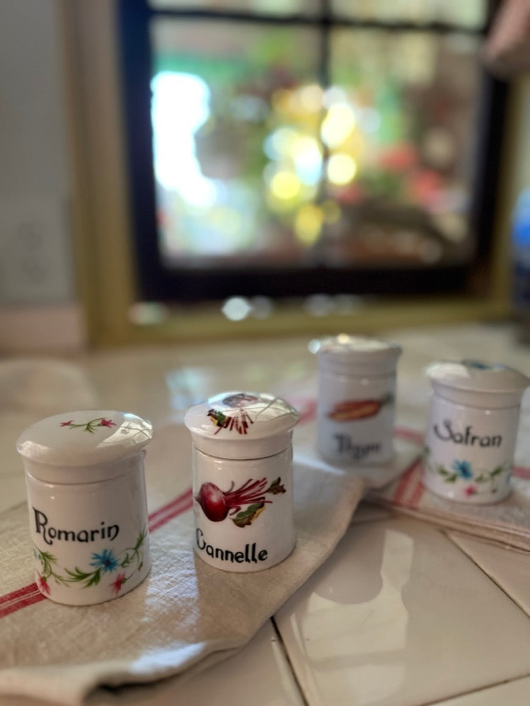 Small French Porcelain Spice Set with Lids