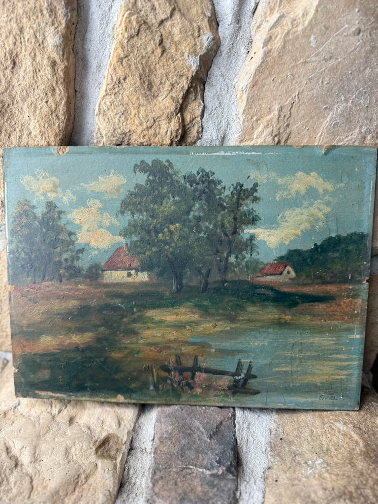 Late 19th Century Pair of Vintage French Landscape Paintings – Signed Sivel, Oil on Board (2)