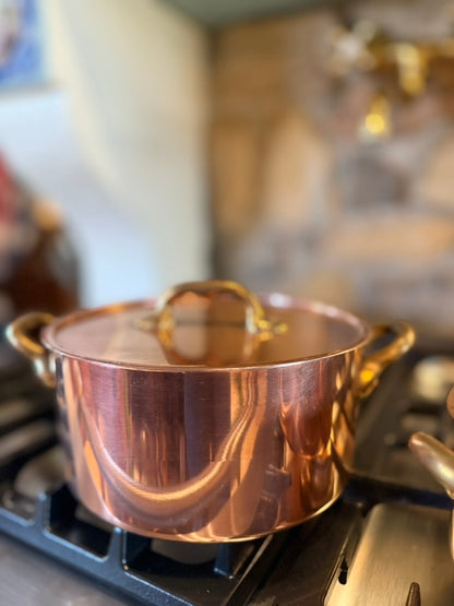 Stunning Set of Three Vintage Copper Pots with Lids (6 pieces)