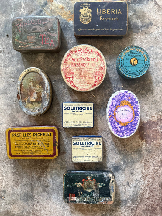 Vintage French Candy & Pharmacy Tins – Decorative Collectibles, Early–Mid 20th Century
