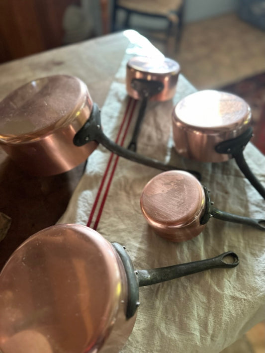 Stunning Set of 5 Copper Saucepans | Heavy Duty