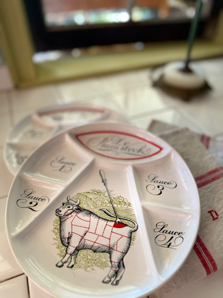 Set of 2 Unique Rumsteak Plates with Sauce Compartments
