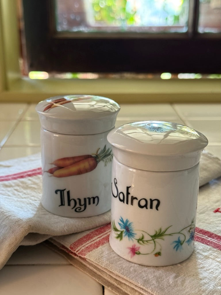 Small French Porcelain Spice Set with Lids