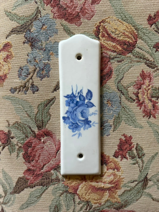Antique French Porcelain Finger Plate – Blue Floral Design, Early 20th Century