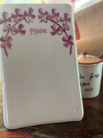 Vintage French Porcelain Menu