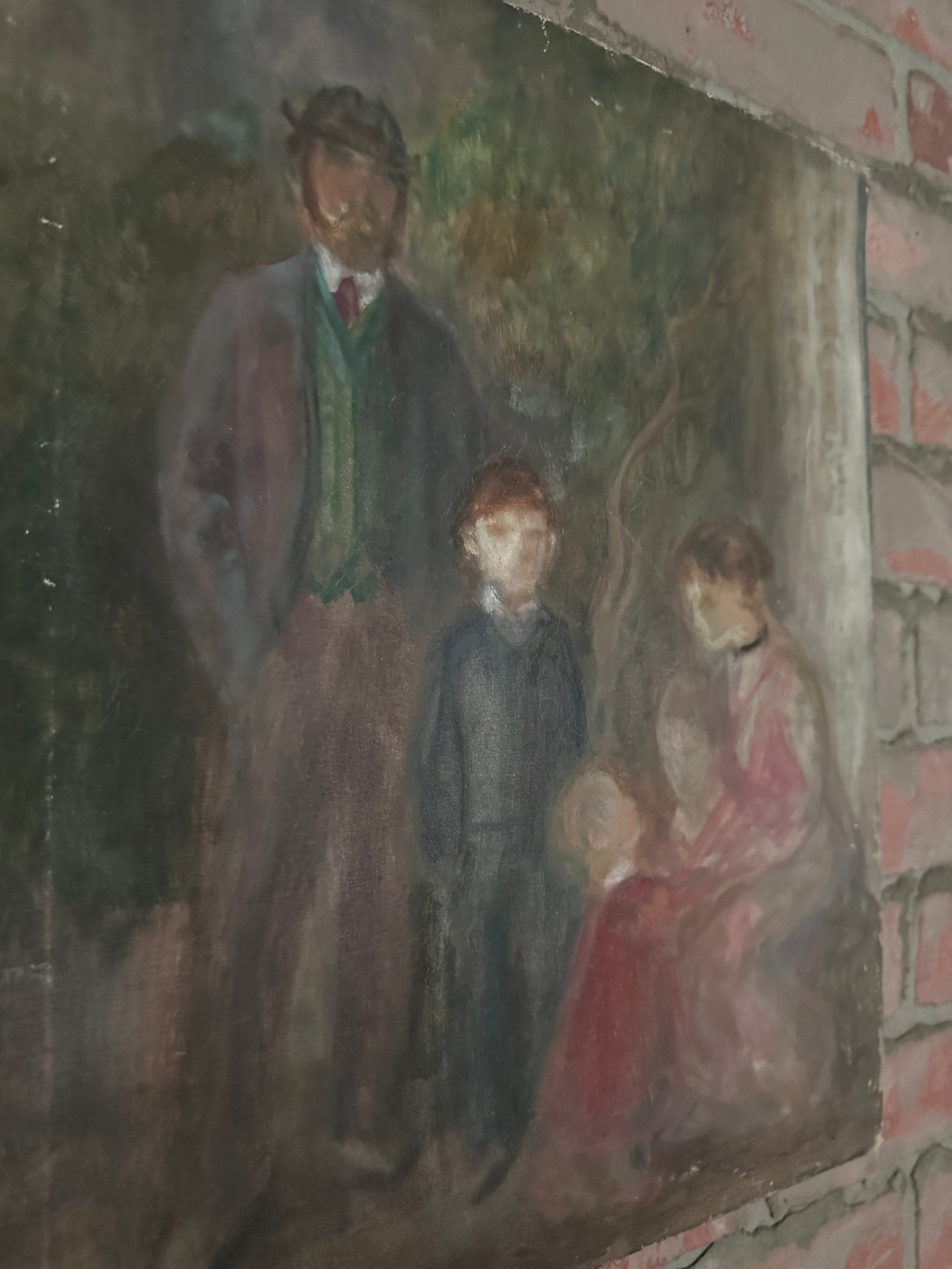 Unique,  antique French oil on canvas | Family of Five