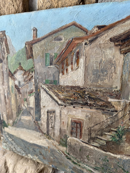 Vintage Oil on Board, Provençal Geraniums,