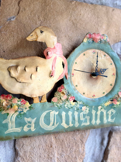 "La Cuisine" French Painted Metal Wall Clock – Battery Converted