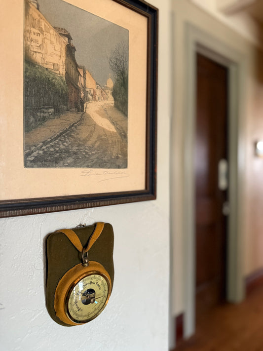 Petite French Fabric-Mounted Barometer – “Au Bon-Temps”