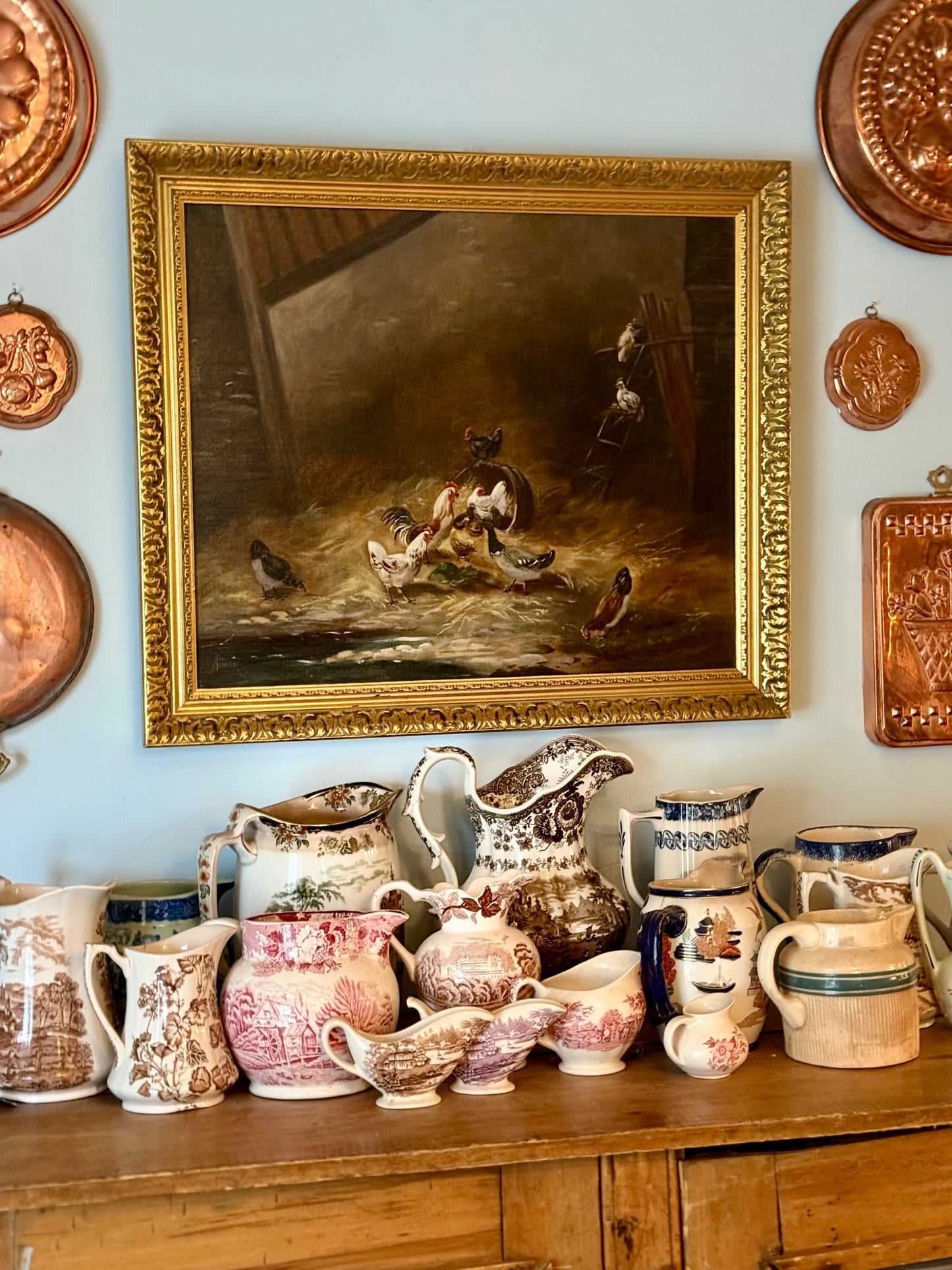 “Éveil du Poulailler” – Signed Antique Oil Painting of Barnyard Fowl
