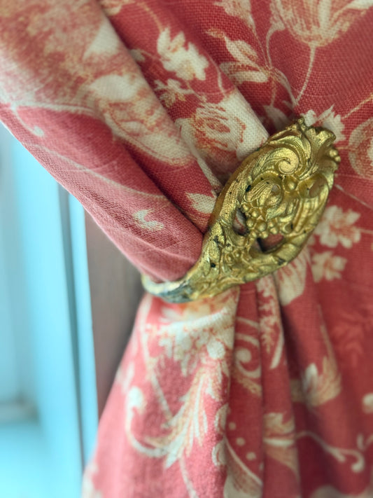 Ornate French Gilt Curtain Tiebacks – Rococo Revival Style