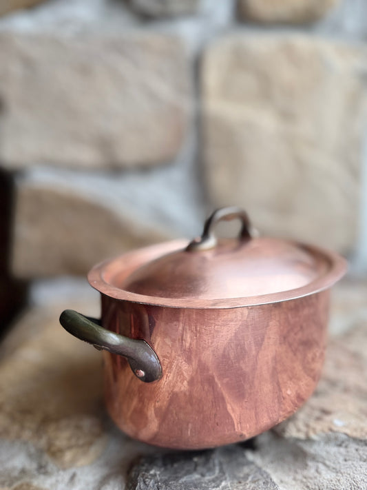 Oval French Copper Cocotte with Lid – Substantial Weight & Timeless Patina
