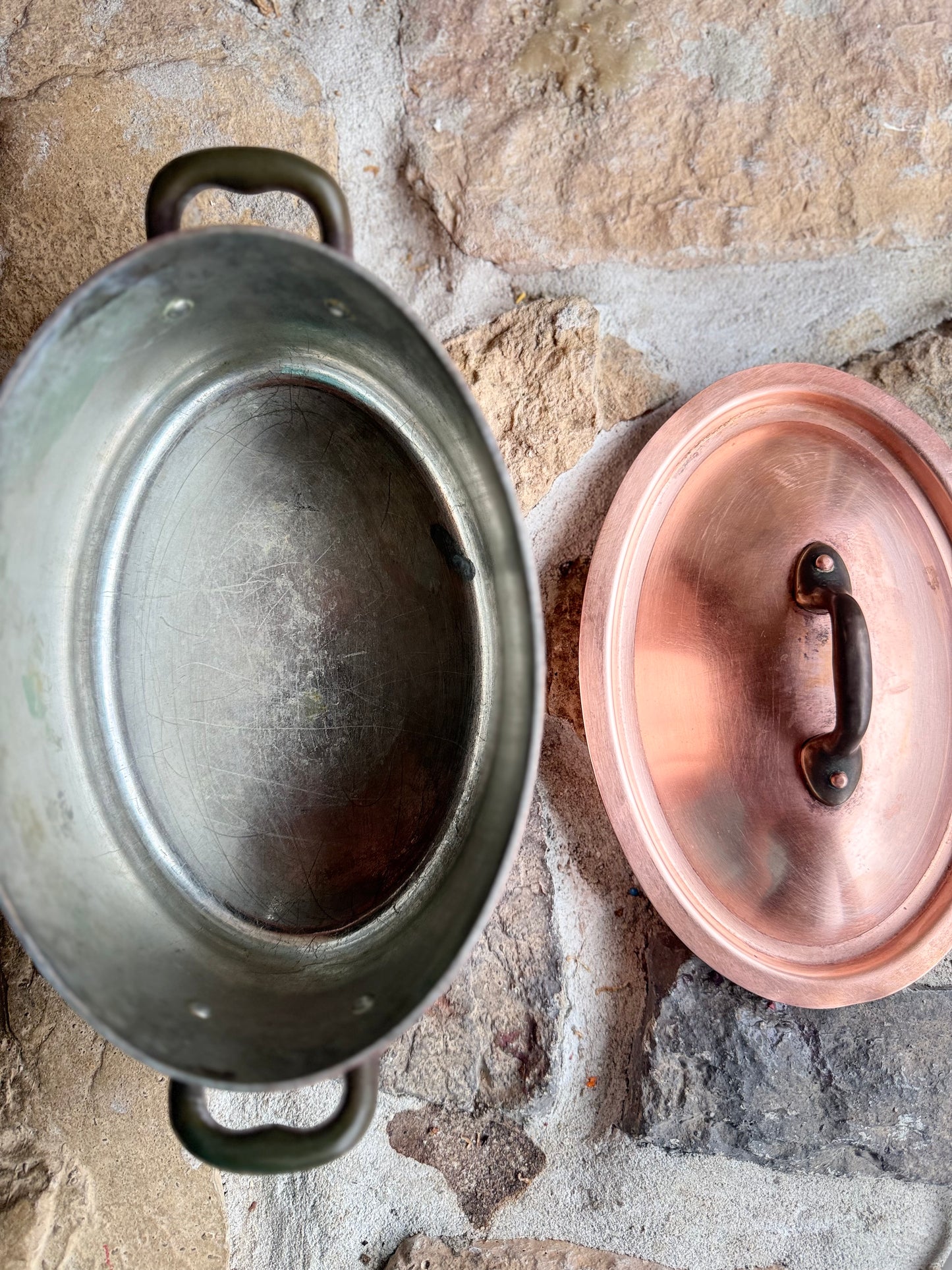 Oval French Copper Cocotte with Lid – Substantial Weight & Timeless Patina